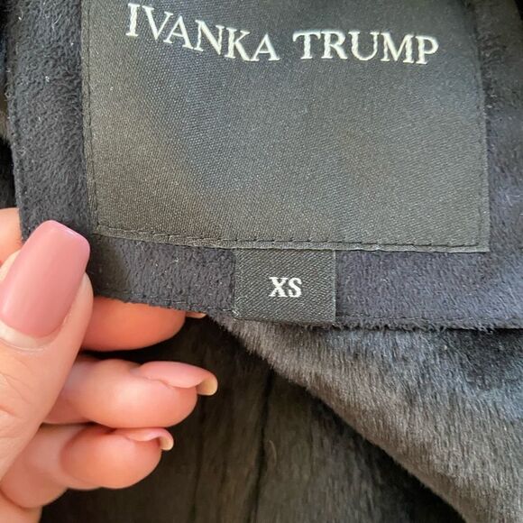 Faux fur trim shearling winter Coat, deep navy blue, XS - Picture 6 of 7